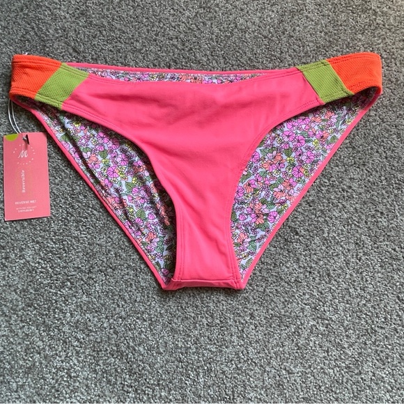 Maaji Other - Maaji Fandango Reversible Bikini Bottom 3XL Bright Pink Floral Swimsuit NEW $60